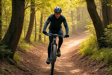 Cyclist riding on a scenic trail