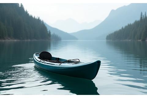 Durable touring kayak on a still lake